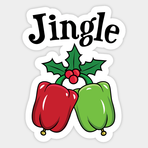 Jingle Bell Peppers Cute Christmas Vegetable Pun Sticker by mindeverykind